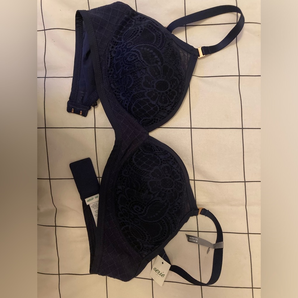 NWT Aerie Wireless Navy Blue Bra 38B